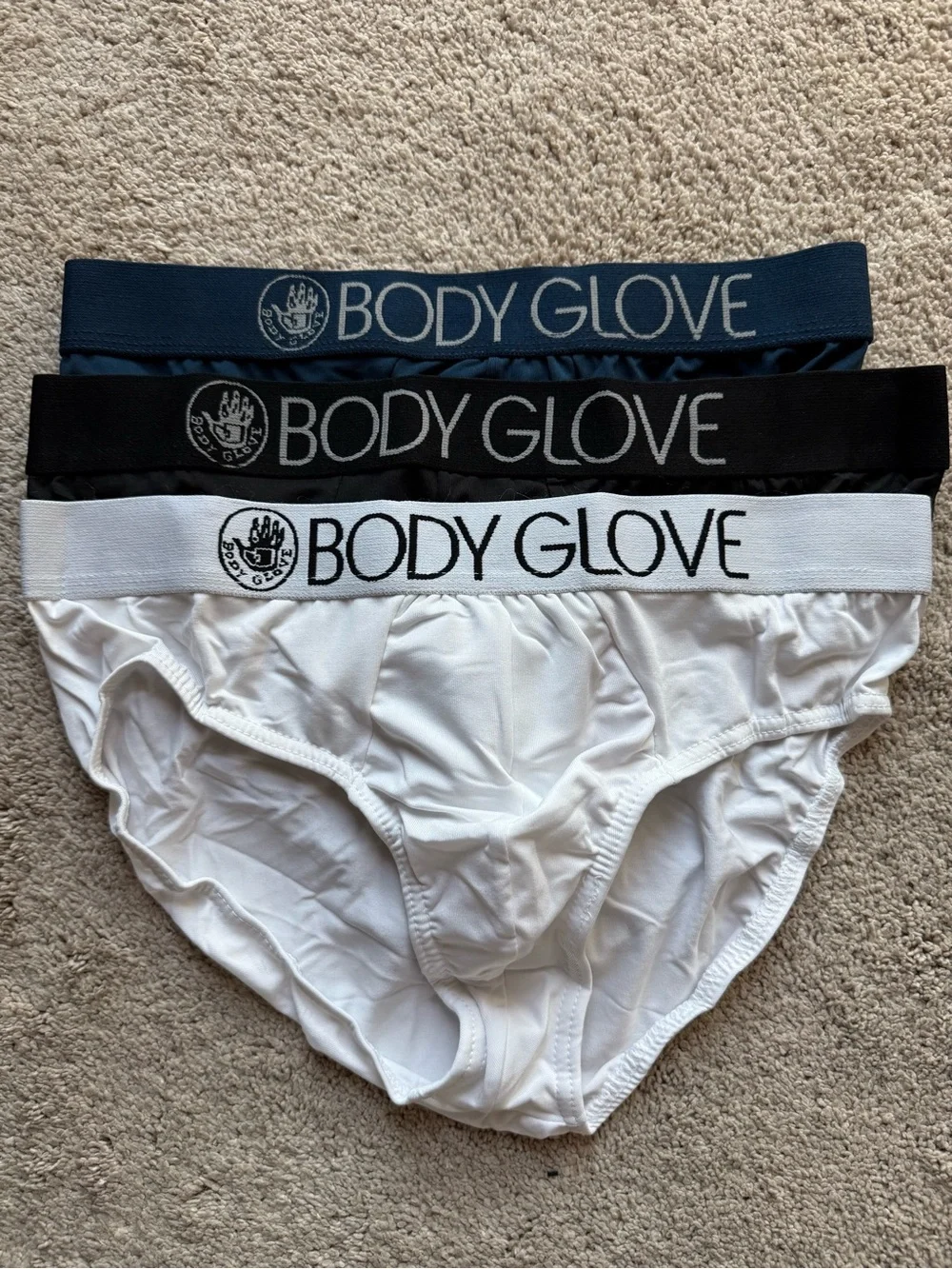 Body Glove Men's Briefs 3-Pack in White, Black, Navy
